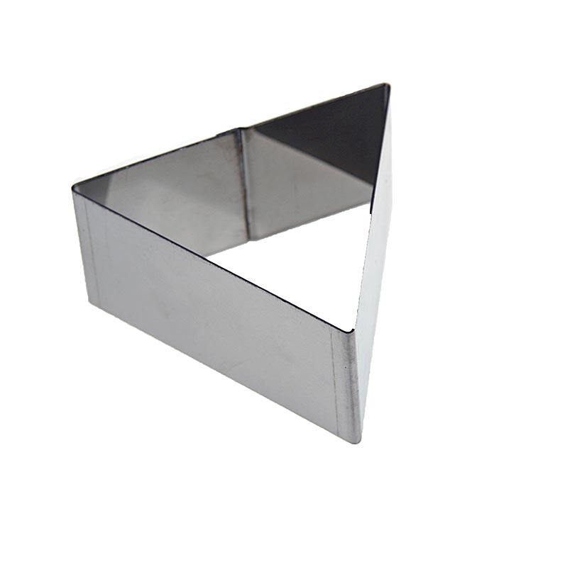 Ausstech- und Anricht-Rahmen aus Edelstahl in dreieckiger Form, 9,4cm Kantenlänge, 4,5cm hoch