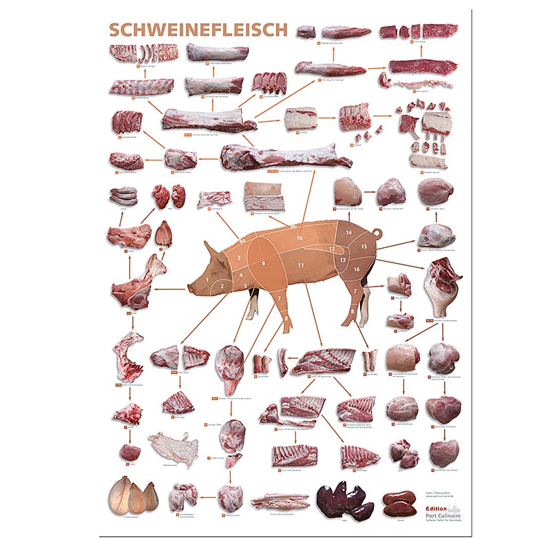 Port Culinaire - Poster da cucina "Carne di maiale" (59,4 x 84 cm), 1 pz.