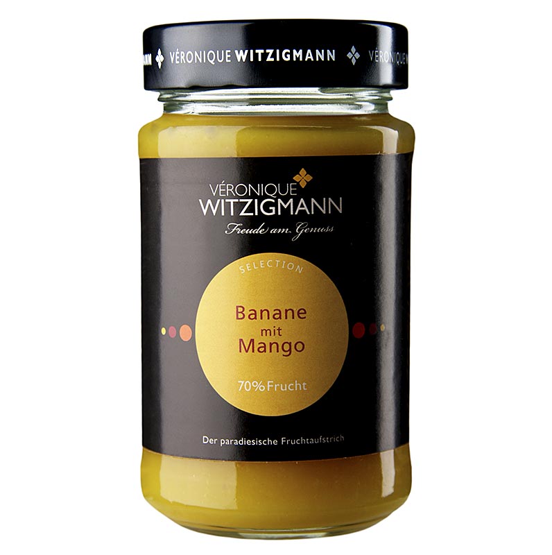 Fruchtaufstrich Banane mit Mango von Véronique Witzigmann, 225 g - aromatisch und beliebt bei kleinen Schleckermäulern, perfekt als Füllung für Pfannkuchen oder auf frischem Baguette