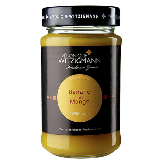 Fruchtaufstrich Banane mit Mango von Véronique Witzigmann, 225 g - aromatisch und beliebt bei kleinen Schleckermäulern, perfekt als Füllung für Pfannkuchen oder auf frischem Baguette