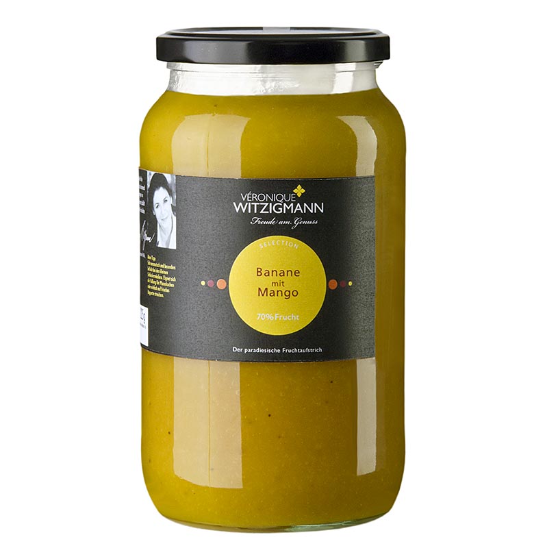 German:
Fruchtaufstrich Banane mit Mango - 1 kg, natürlicher und leckerer Brotaufstrich