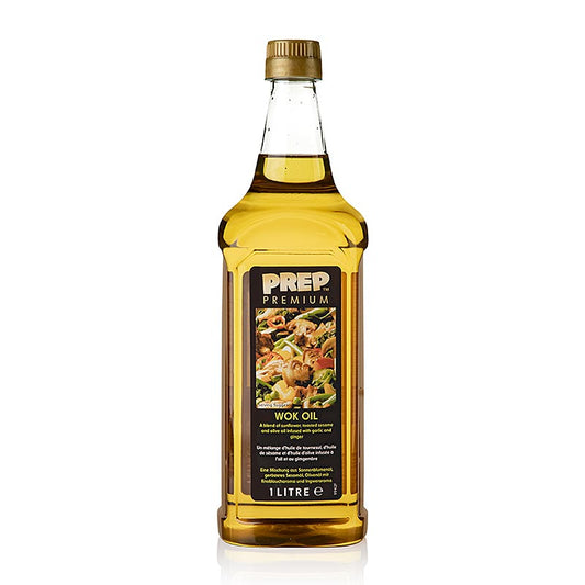 Olio per wok - Stir Fry, con olio di girasole e di sesamo, aromatizzato con aglio e zenzero, 1 l