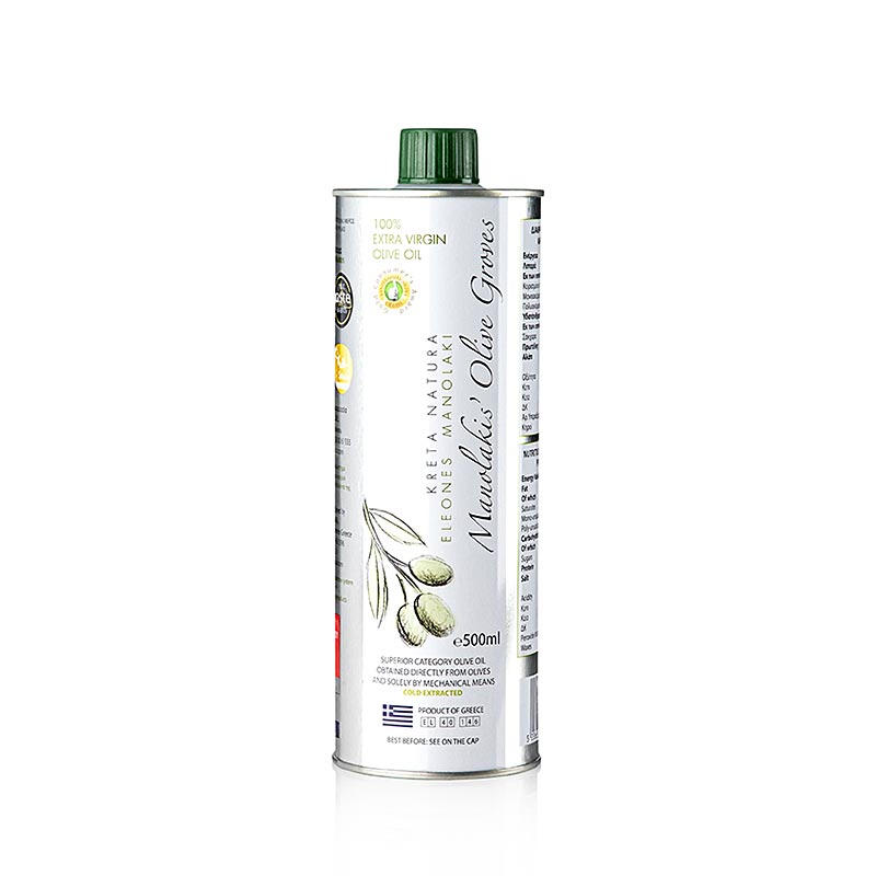 Natives Olivenöl Extra, Manolakis Groves, aus Koroneiki Oliven, Kreta, 500 ml: Hochwertiges Olivenöl aus Koroneiki Oliven, bekannt für beste Qualität und Geschmack