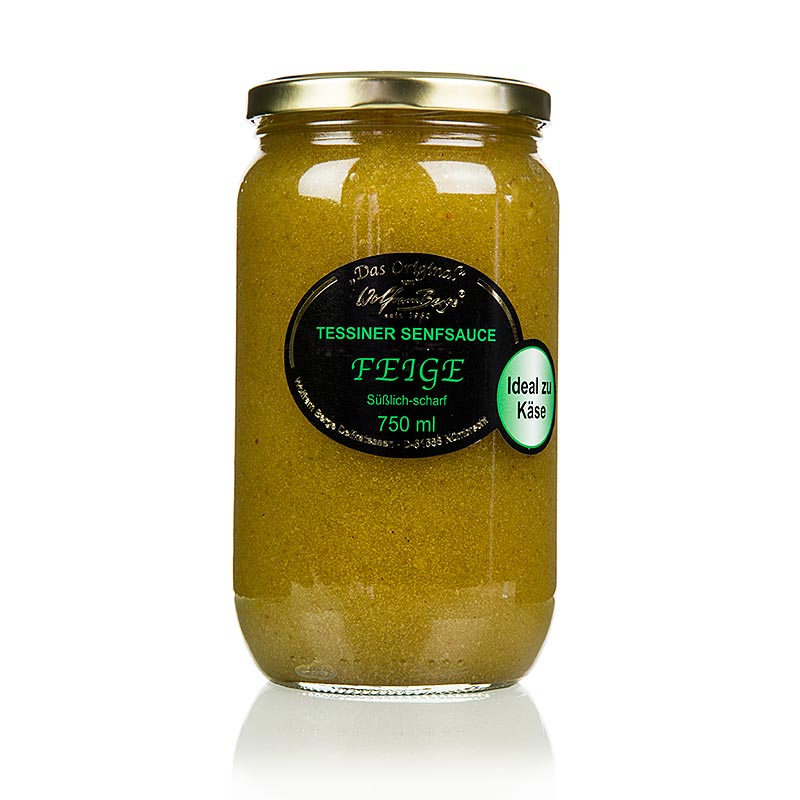 Original Tessiner Feigen-Senf-Sauce, Wolfram Berge, 750 ml - Süß-scharfe Sauce für Käse, Carpaccio und Bressaola mit Rotwein