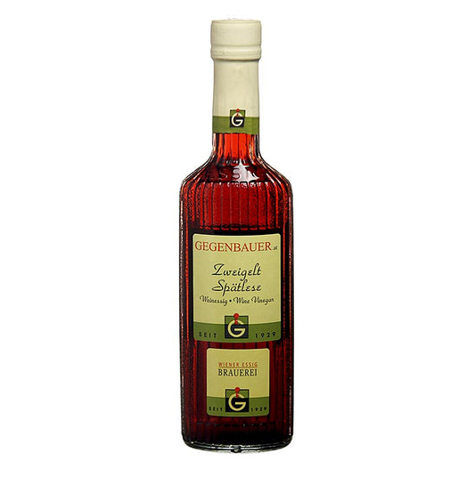 Weinessig Zweigelt Spätlese, 6% Säure, 250 ml - Hochwertiger Essig zum Marinieren von Fleisch, Fisch und Gemüse, Ablöschen von dunklem Fleisch und Verfeinern von Gulasch-, Linsen- und Bohnengerichten Gegenbauer steht für Essigproduktion in der dritten Generation, ohne Zusätze und mit natürlicher Säure
