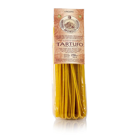 Linguine von Morelli 1860 mit Sommertrüffel & Weizenkeimen, 250 g - handwerklich hergestellte Pasta aus San Romano (Pisa), reich an Vitaminen und pflanzlichen Proteinen, ohne Konservierungs- und Farbstoffe, 36 Stunden bei niedriger Temperatur getrocknet