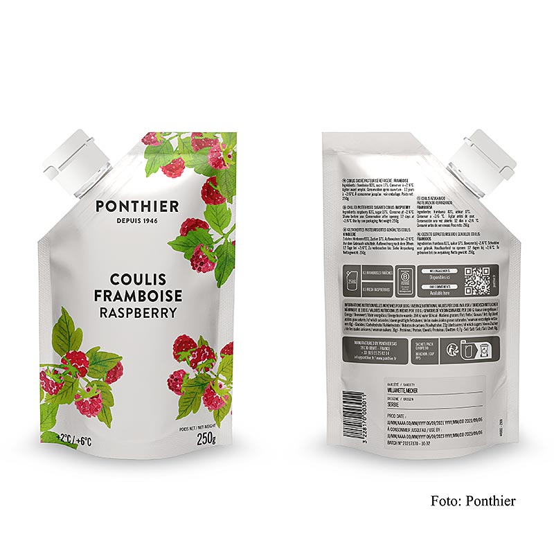 Ponthier - Coulis / Salsa - Lampone, con zucchero, 250 g