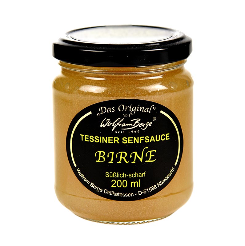 Tessiner Birnen-Senf-Sauce, fruchtige Sauce mit Schärfe, ideal zu Blauschimmelkäse
