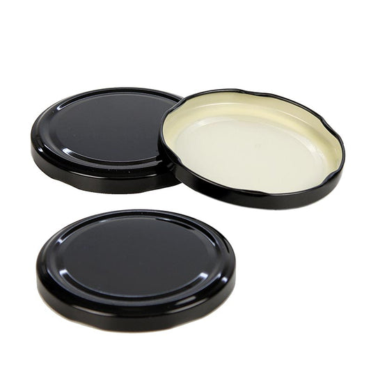 Schwarzer Deckel für Rundglas mit einem Durchmesser von 82mm und einem Fassungsvermögen von 1062 ml, einzeln verpackt