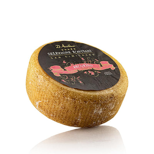Pecorino Il Grezzo, Schafskäse, ca 5 Monate gereift, ca1,8 kg - Harter und fester Käse mit Olivenöl und Asche eingerieben, elegant gereifter Geschmack, nicht salzig, erinnert an Parmesan