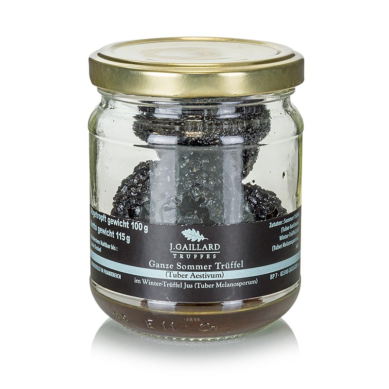 Ganze Sommertrüffel in Wintertrüffelsaft eingekocht, ideal für Terrinen und Saucen