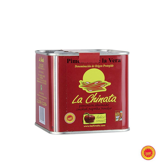 Paprikapulver - Pimenton de la Vera DOP/gU, geräuchert, süß, La Chinata, 350 g - hochwertiges geräuchertes Paprikapulver aus Spanien für mediterrane Küche und Wurstwaren, 350 g Dose