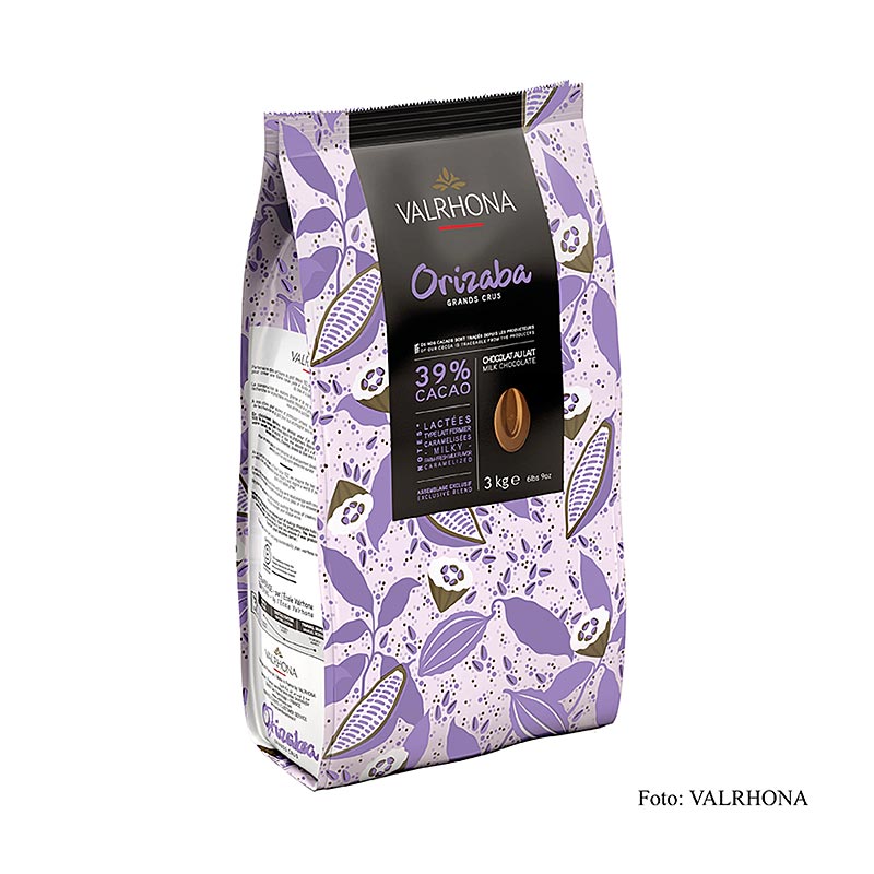 Valrhona Orizaba Lactée Grand Cru Vollmilch Couverture Callets, 39% Kakao, 3 kg - Schokolade mit intensiven Milchnoten und außergewöhnlichem Schmelz Geeignet für alle Verwendungen