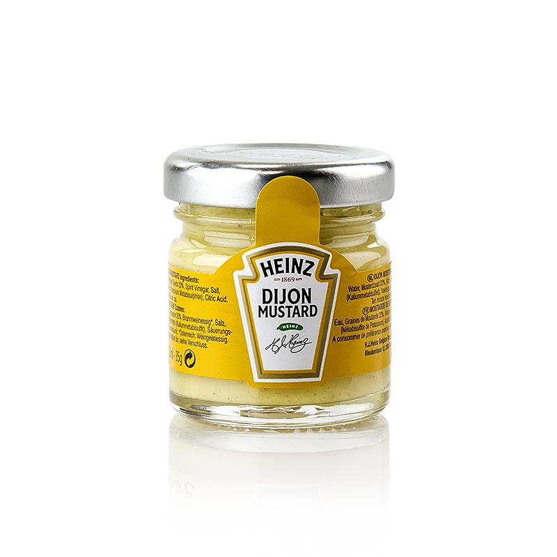 Heinz - Dijon Senf, fein, Portionsgläser, 33 ml - Feinster Dijon-Senf in der hervorragenden HEINZ-Qualität, genießen Sie den Genuss auf Leckerschmecker-Niveau im dekorativen Portionsgläschen!