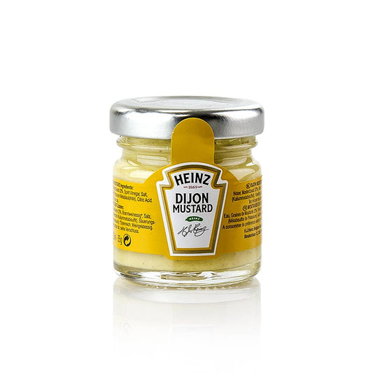 Heinz - Dijon Senf, fein, Portionsgläser, 33 ml - Feinster Dijon-Senf in der hervorragenden HEINZ-Qualität, genießen Sie den Genuss auf Leckerschmecker-Niveau im dekorativen Portionsgläschen!