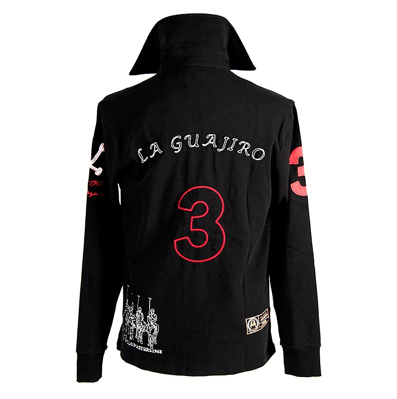 EDITION BOS FOOD Polo-Shirt La Guajiro, Langarm, schwarz/rot, Herren Gr. S, 1 St