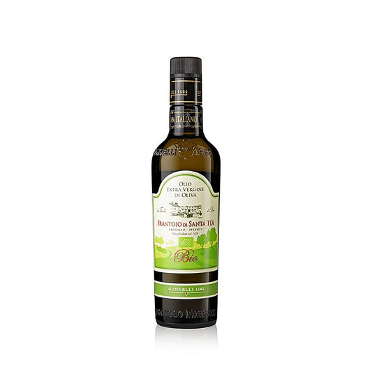 Natives Olivenöl Extra, Frantoio Santa Tea, Gonnelli, BIO, 500 ml - Hochwertiges Olivenöl aus der Toskana, kaltgepresst aus handgeernteten Oliven