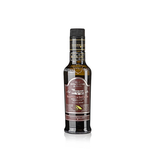 Natives Olivenöl Extra, Santa Tea Gonnelli Delicato, schwarze Oliven, 250 ml – Goldfarbenes, delikates Öl mit süßen Duftaromen und lieblichem Geschmack, handgeerntet in der Nähe von Florenz