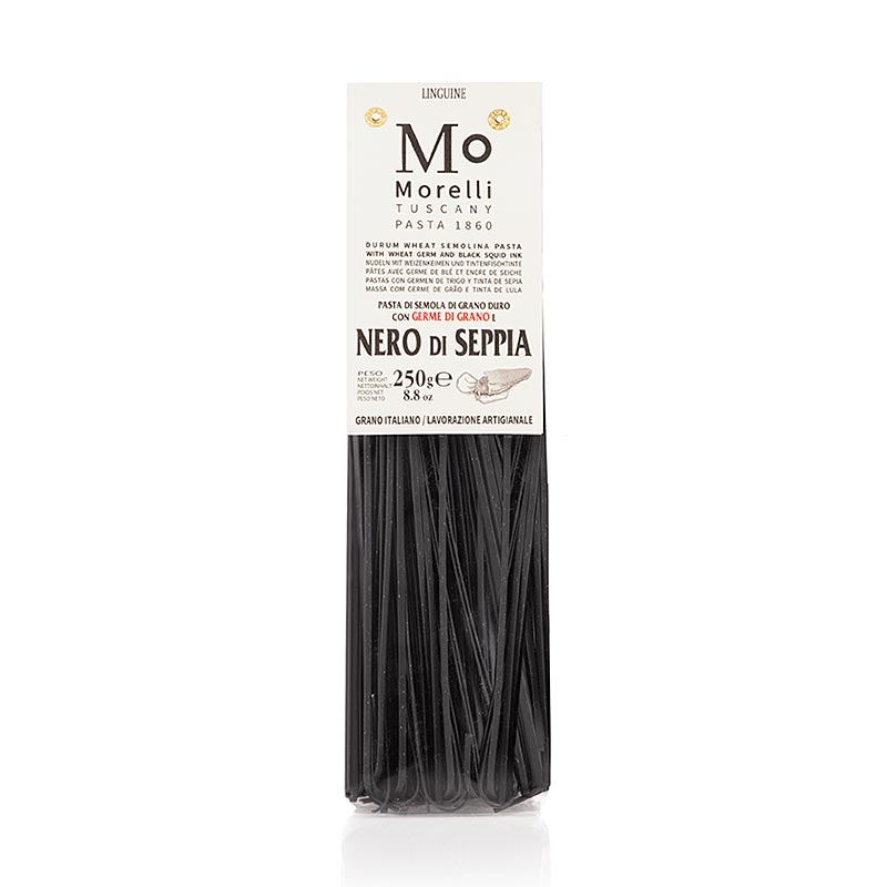 Morelli 1860 Linguine, nere, con inchiostro di seppia e germe di grano, 250 g