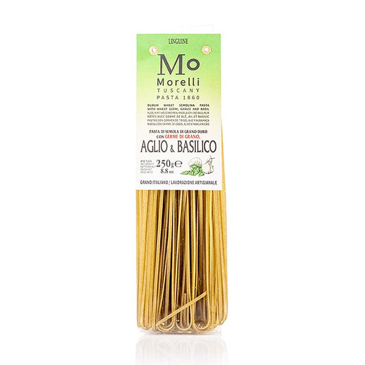 Morelli 1860 Linguine, mit Knoblauch, Basilikum & Weizenkeimen, 250 g
