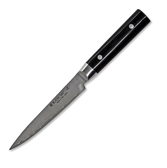 Kasumi MP-02 Masterpiece Damast Allzweckmesser, 12cm, 1 St - hochwertiges japanisches Küchenmesser aus VG10 Stahl mit Cobalt und hoher Härte von 59-60 HRC für langanhaltende Schärfe und leichte Nachschärfbarkeit