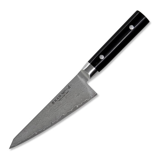Kasumi MP-03 Masterpiece Damast Kochmesser, 14cm, 1 St - hochwertiges japanisches Küchenmesser aus VG10 Stahl mit Cobalt und höherem Kohlenstoffgehalt, Härte von 59-60 HRC, lange Schnitthaltigkeit und leichtes Nachschärfen