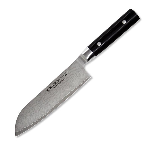 Kasumi MP-07 Meisterwerk Damast Santoku, 18cm, 1 St - Hochwertiges japanisches Küchenmesser aus VG10 Stahl mit Cobalt und höherem Kohlenstoffgehalt, 59-60 HRC Rockwell gehärtet