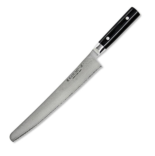 Kasumi MP-10 Masterpiece Damast Brotmesser, 25cm, 1 St - hochwertiges Kochmesser aus VG-10 Stahl mit Damszener Muster, Rockwell Härte von 59-60 C, Profi-Griff aus duroplastischem Leinen- Hartharz, für professionelle Nutzung geeignet