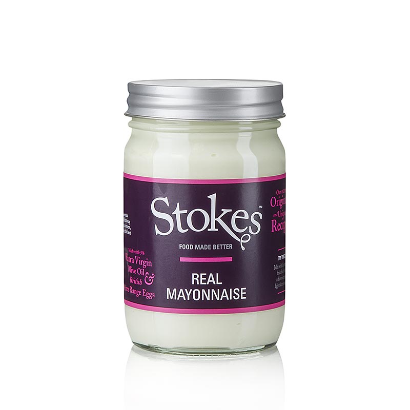 Stokes Real Mayonnaise, 356 ml - hergestellt mit prämiertem Extra Virgin Olivenöl, Eiern freilaufender Hühner, unraffiniertem und rohem Rohrzucker und Salz des Toten Meeres, ausgezeichnet mit Great Taste Awards