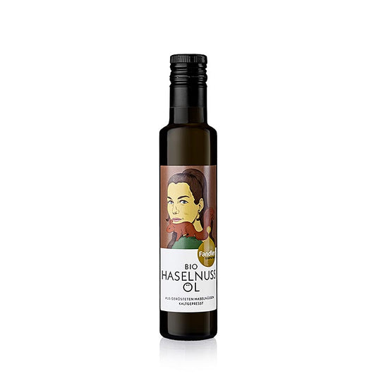 Haselnussöl, kaltgepresst, Fandler, BIO, 250 ml - Feines Öl mit zartem Nougat-Aroma und süßlich-intensivem Geschmack, perfekt zum Abrunden von süßen Gelüsten Achtung - Suchtgefahr!