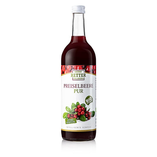 Preiselbeersaft, 100% Direktsaft, Obsthof Retter, BIO, 750 ml - handverlesene Preiselbeeren, biologisch angebaut, ohne Zuckerzusatz