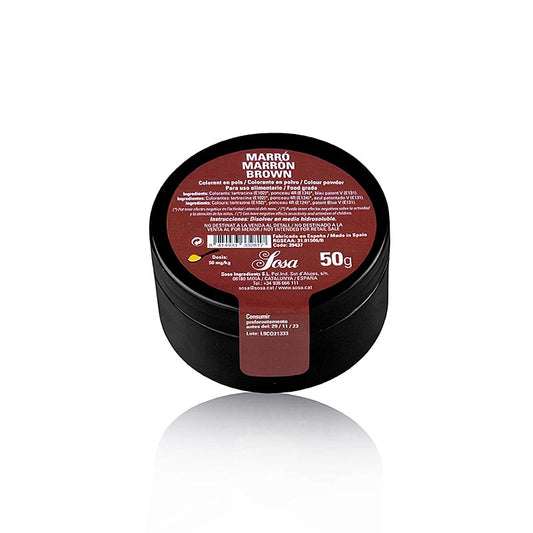 Sosa Lebensmittelfarbe, Puder, Kastanienbraun, wasserlöslich, 50 g - Ein wasserlösliches, 50 g Puder in Kastanienbraun zur Lebensmittelfärbung