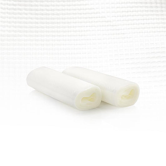 Sous-Vide Folienrollen, kochfest bis 90° C, strukturiert, 20x600cm, 2 St - geeignet für alle (Ansaug-) Vakuumierer ohne Kammer und unerlässlich für die Zubereitung von Speisen in der Sous-vide Küche