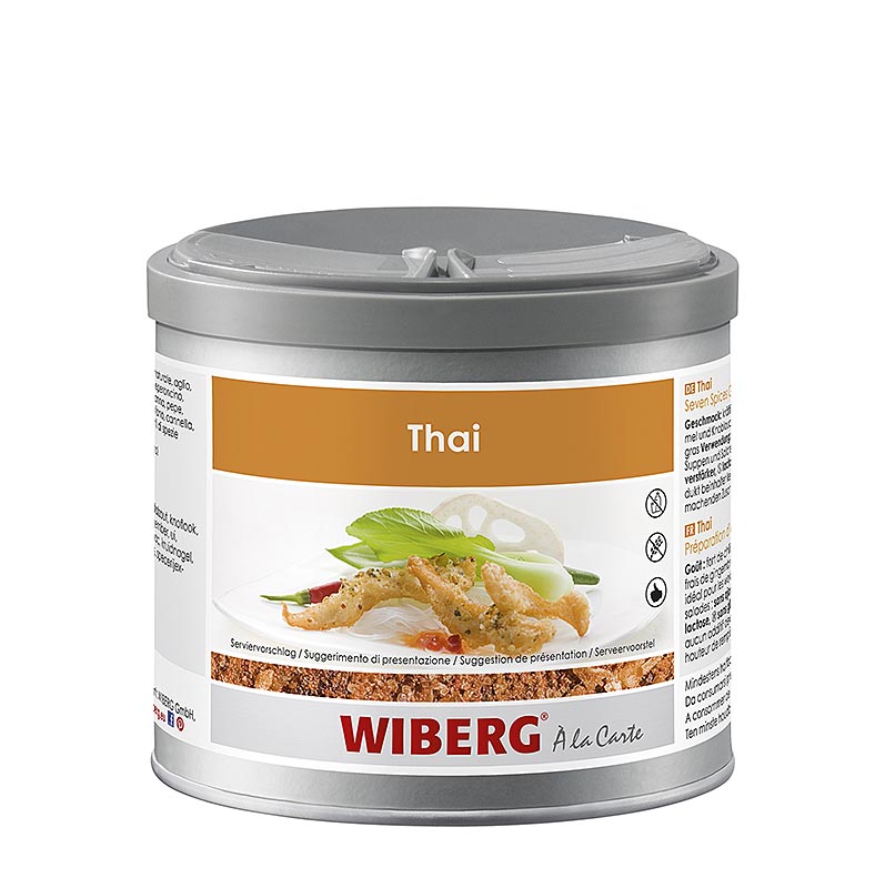 Wiberg Thai Style - Seven Spices, Gewürzzubereitung für Pfannen- und Wok-Gerichte, 300 g - Ausgewogener Geschmack nach Koriander, Knoblauch, Zimt, Chilli-Schärfe, Anis und Zitronengras, ohne Zusatz von Geschmacksverstärkern, glutenfrei, lactosefrei Ideal für pikant-würzige Gerichte mit Fleisch, Fisch, Gemüse, Reis, Teigwaren, Gegrilltes und Gebratenes