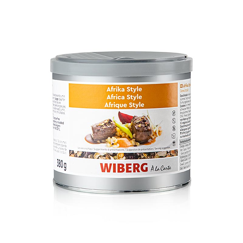Gewürzsalz Wiberg Afrika Style, 380 g, würzig und scharf, ideal für Gegrilltes, Kurzgebratenes, Ragouts und Eintöpfe mit Fleisch, Geflügel, Fisch, Gemüse und Getreide
