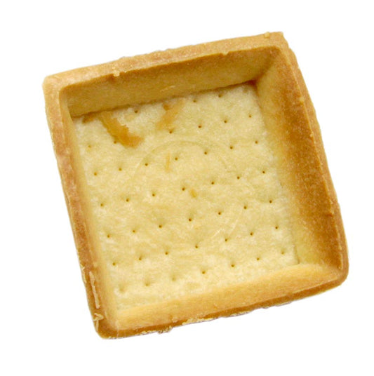Dessert-Tartelettes aus Mürbeteig, quadratisch, 7x7cm, H 1,8cm, hell, zum Befüllen geeignet