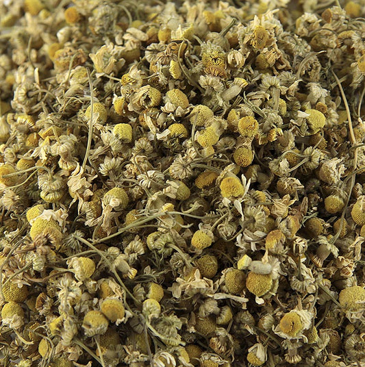 Getrocknete Kamillenblüten, 100 g, bekannt als Heilkraut für Tees und Anwendungen Essbare Blüten, können frisch oder getrocknet in der Küche eingesetzt werden Geeignet zur Dekoration