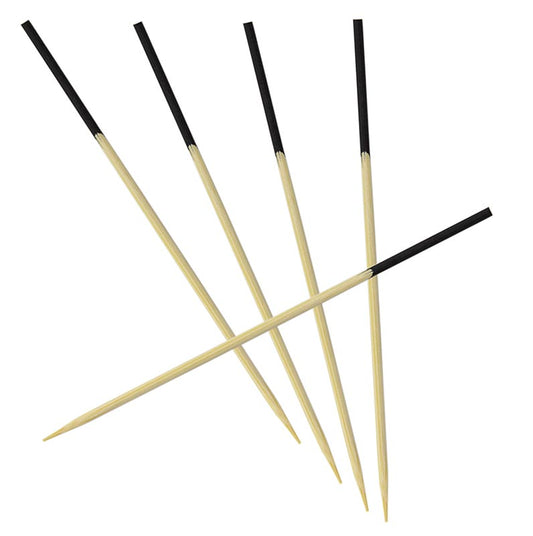 Holz-Spieße mit schwarz gefärbtem Ende, 9 cm lang, 500 Stück, ideal für Grillen und Partys
