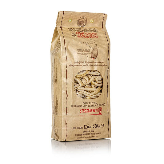 Morelli 1860 Strozzapreti, Priesterwürger, mit Weizenkeimen, 500 g - Handwerklich hergestellte Pasta mit Weizenkeimen, ohne Konservierungs- und Farbstoffe, aus San Romano (Pisa), Italien