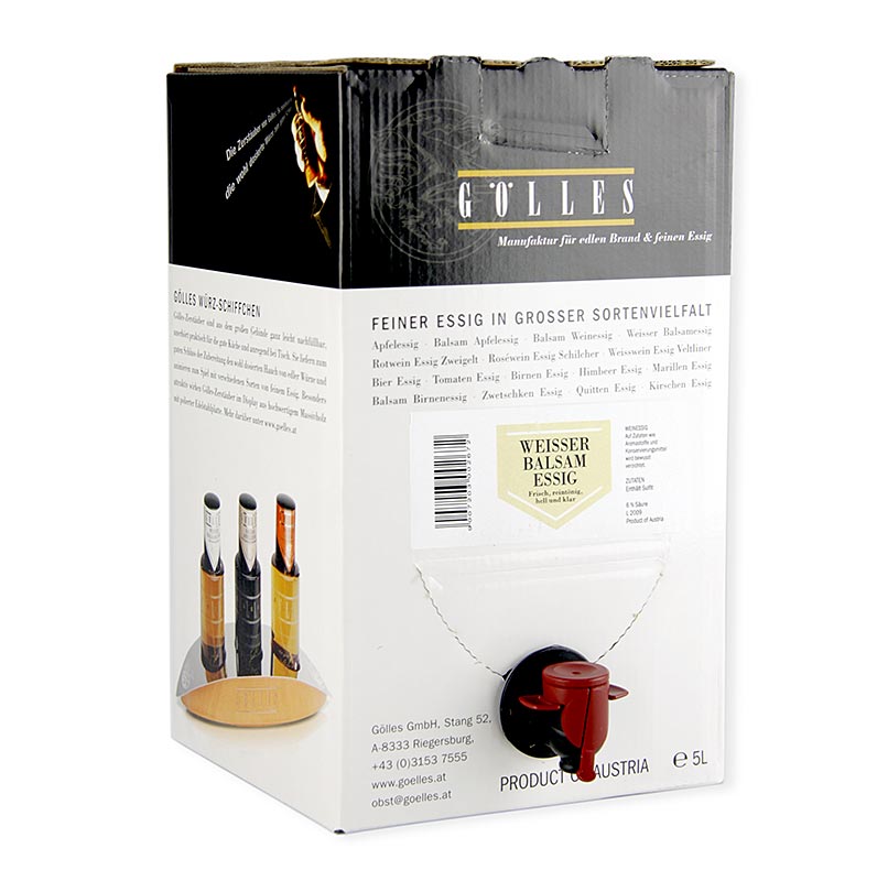Gölles Weißer Balsam Weinessig 6% Säure, 5l Bag in Box, 5 l