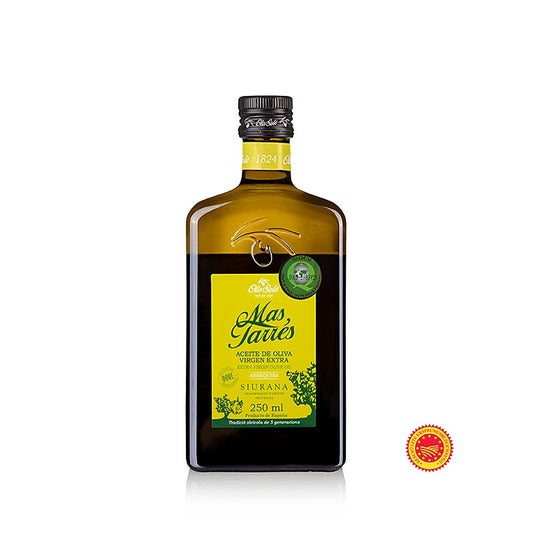 Natives Olivenöl Extra, Mas Tarrés Oliva Verde, Arbequina, DOP/gU Siurana, 250 ml - Erste Güteklasse, handgepflückte Arbequina Oliven, naturbelassen Keine zusätzliche Behandlung oder Filtration