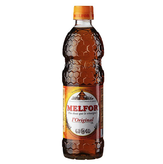 Essig-Condiment mit Honig und Kräutern, 3,8% Säure, Melfor, 500 ml - Produkt mit Honigaromen, fruchtigen Geschmacksnoten und honiggelber Farbe Ideal für Mayonnaise, Vinaigrettes, Salate und Rohkost aus dem Elsass