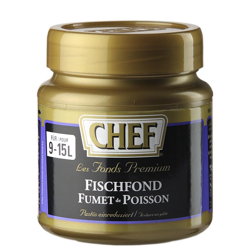 CHEF Premium Fischbrühe-Konzentrat - Leicht pastös, hell, für 9-15 Liter - 630 g - Ideal für Hobby- und Profiköche, um den Geschmack ihrer Fischgerichte zu verbessern