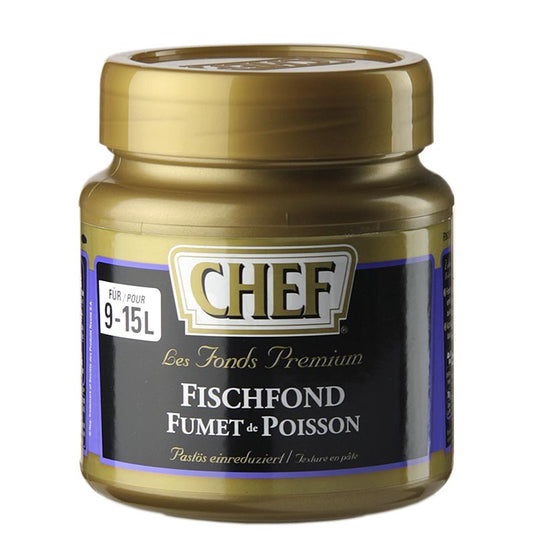 CHEF Premium Fischbrühe-Konzentrat - Leicht pastös, hell, für 9-15 Liter - 630 g - Ideal für Hobby- und Profiköche, um den Geschmack ihrer Fischgerichte zu verbessern