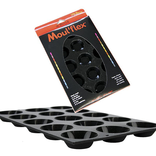 Backform Moul´flex 15 Mini-Tartlets, rund ø 45 mm, 10mm hoch,17,5x30cm, 1 St - Ideal für kleine, feine Backwaren, flexibles und antihaftbeschichtetes Material, leichtes Lösen aus der Form