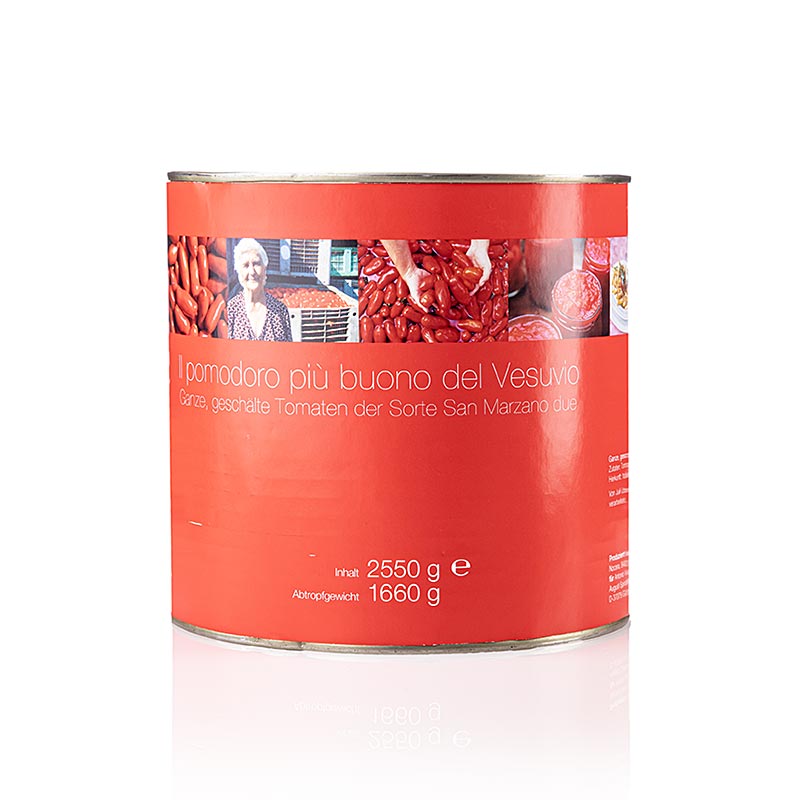 Tomates San Marzano entières, rouges, pelées, Campanie, Italie, 2,5 kg