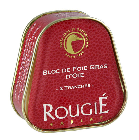 Gänsestopfleberblock, Foie Gras, Trapez, Halbkonserve, Rougié, 75 g, the luxurious and indulgent gourmet delicacy from Rougié