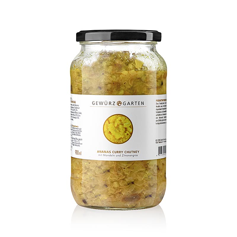 Gewürzgarten Chutney all'ananas e curry, con mandorle, fiori di sambuco e citronella, 900 ml
