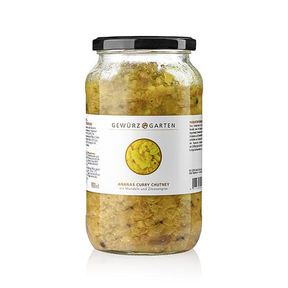Gewürzgarten Chutney all'ananas e curry, con mandorle, fiori di sambuco e citronella, 900 ml
