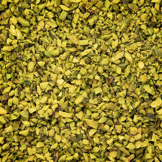Pistazien, geschält, dunkelgrün, gehackt (2-3mm), Topqualität, 1 kg - hochwertige Zutat für Feingebäck, Zuckerwaren und Pralinen, aromatisch und leicht süß im Geschmack